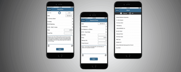 TimeSolv mobile apps for time entries on the go.