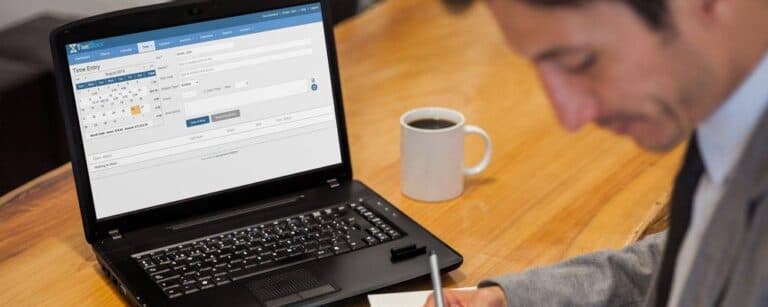 Lawyer using TimeSolv on laptop