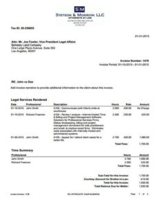 Custome invoices for law firm billing