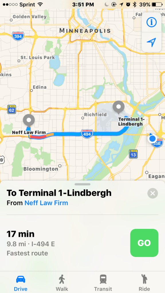Map screenshot from phone